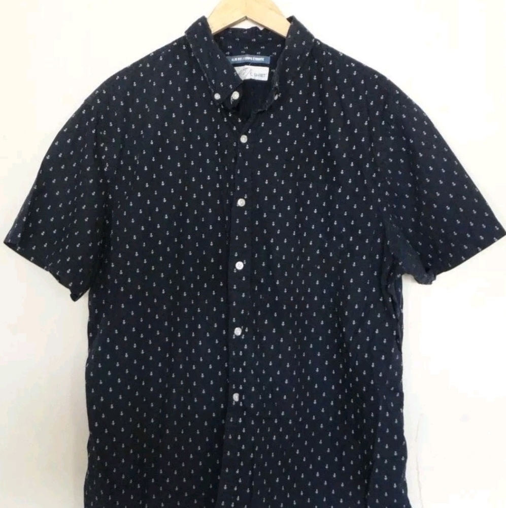 Old Navy Men's Short Sleeve Button Up Shirt Navy